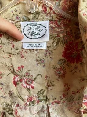 Laura Ashley Beige Blouse with Pink and Red Floral Print
